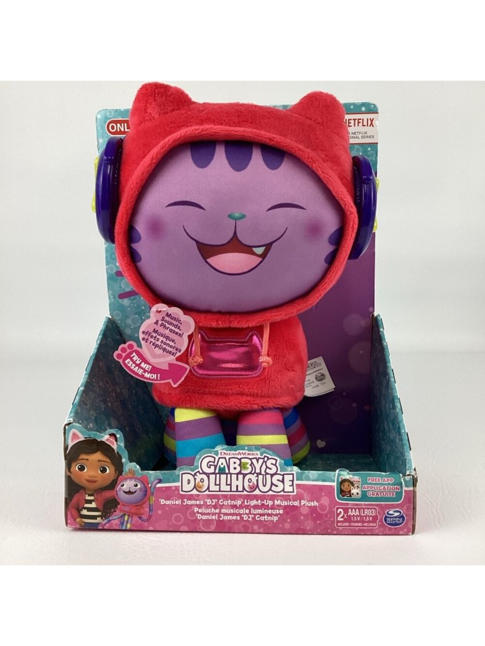 Gabby's Dollhouse DJ Catnip Light up Musical Plush 2023 Spin Master Dreamworks